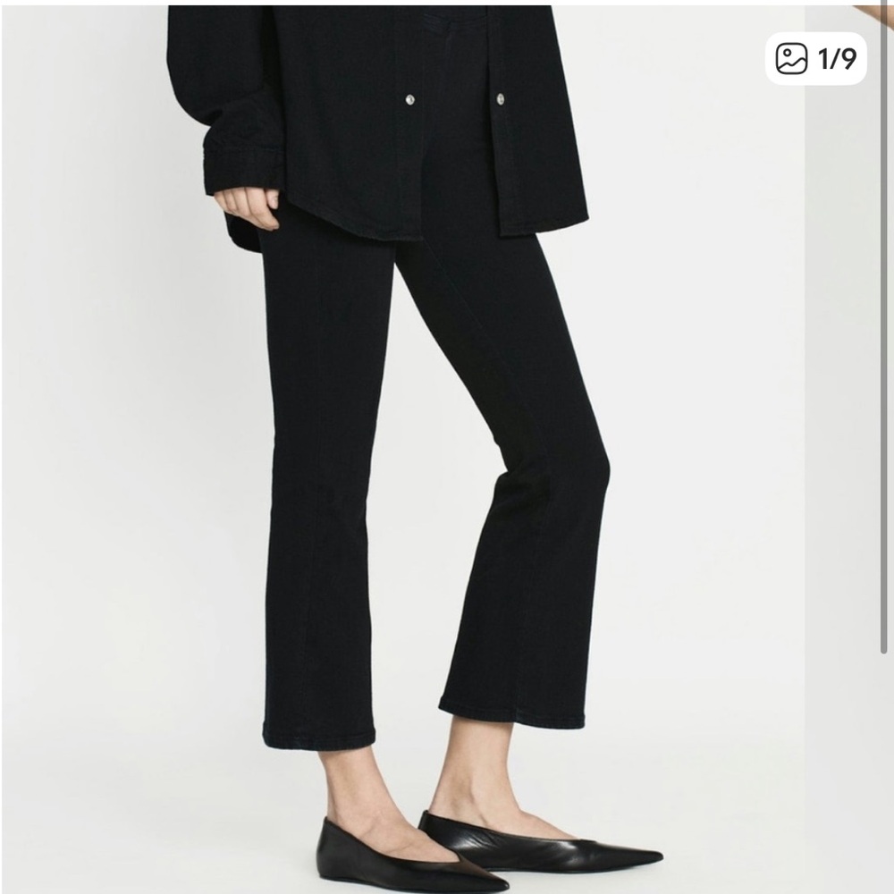 NWT FRAME Jetset Crop Mini Boot jeans in shino noir